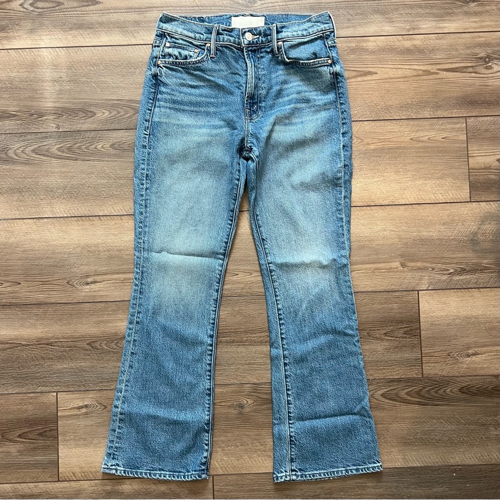 New MOTHER The Outsider Flood Kick Flare Jeans in Field Trip Sz 29